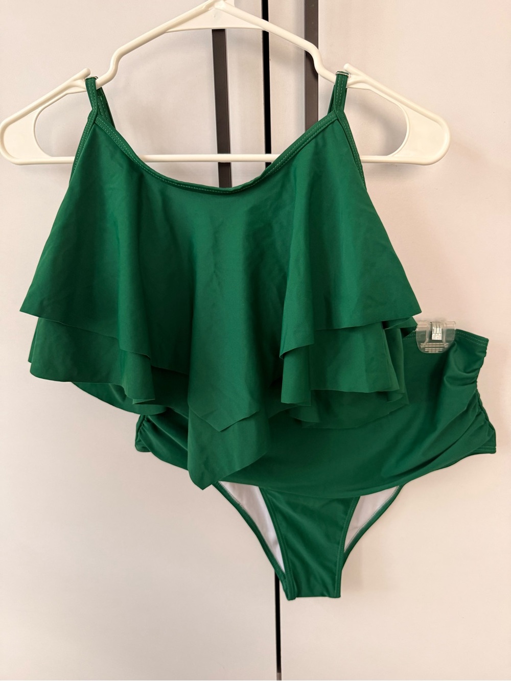 Green Ruffle Two-Piece Tankini Swim Set - Women